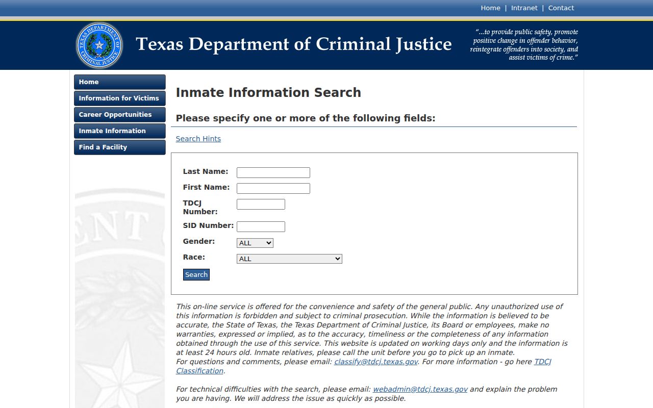 Bandera County arrest records TDCJ inmate search