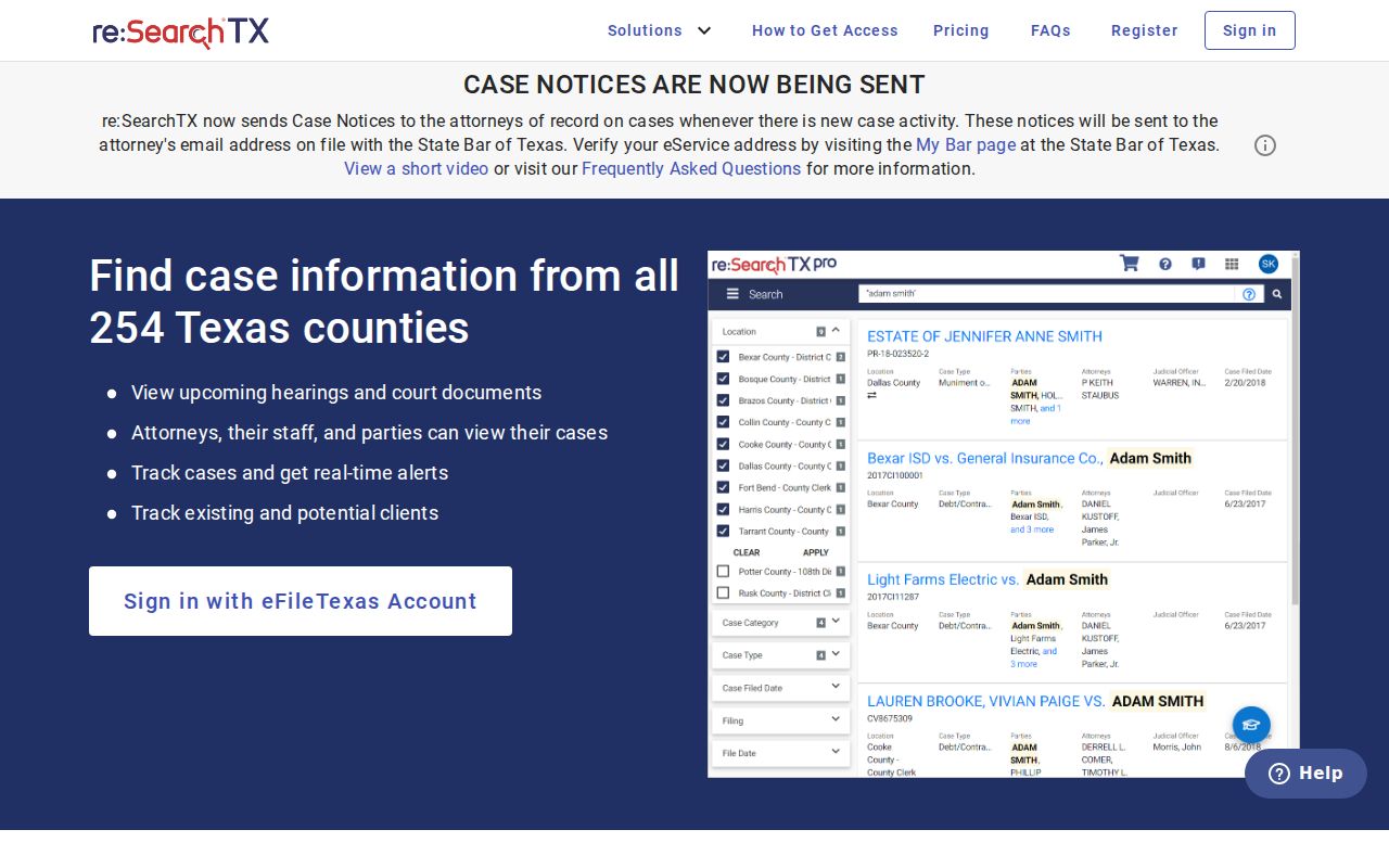 Bandera County criminal court cases reSearchTX portal