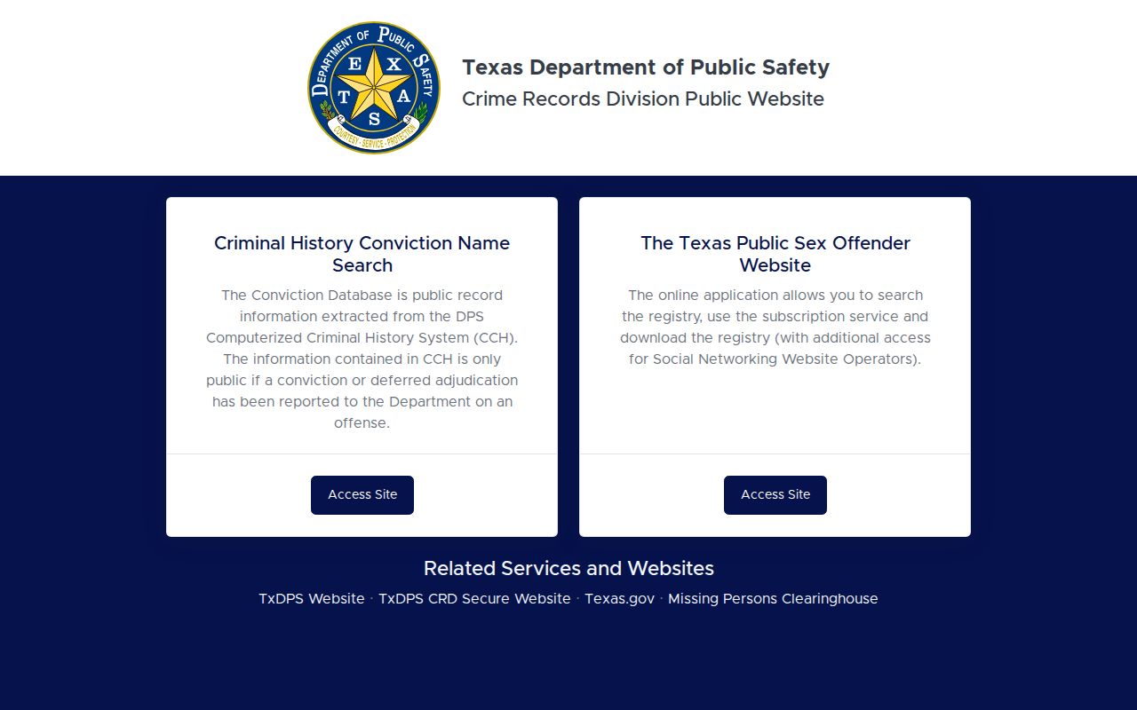 Bandera County criminal history DPS public search portal
